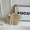 Nova Bolsa de Palha de Grande Capacidade para Férias de Verão na Beira-Mar, Decoração com Laço de Renda, Bolsa Artesanal, Bolsa de Praia