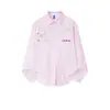 Camisa Azul Juvenil con Bordado Floral 3D para Hombres y Mujeres, Camisa Casual Suelta de Manga Larga Dopamina de Primavera para Parejas