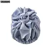 Nuevos Sombreros Bufanda de Moda Europeos y Americanos en Stock, Sombreros Bufanda de Satén Multicolores con Flor Grande y Elástico, Bufanda de Moda de Color Sólido