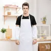 Avental com Alça de Pescoço em Poliéster-Algodão, Roupa de Trabalho Estendida, Avental Publicitário, Cafeteria de Catering, Avental para Loja de Chá de Leite com Logotipo Impresso