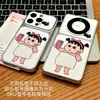 Funda de teléfono para selfie de chica con mascarilla, adecuada para Apple 17 Pro Max, diseño simple de dibujos animados, para Huawei, Xiaomi, Vivo, con ventana de visualización grande