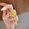 Nuevo Collar Retro Floral con Borlas Estilo Chino, Colgante de Filigrana Dorada de Lujo Ligero Nicho Estilo Palacio para Mujer