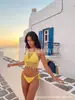 Conjunto de crochê com tema de conchas estilo europeu e americano, com top curto vazado e calcinha de triângulo com amarração, conjunto de maiô de praia