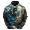 Sudadera con capucha informal para hombre, diseño de Gorila de Moda Personalizado, Impresión 3D, Nueva, Venta Directa de Fábrica, Suministro Transfronterizo
