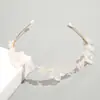 Diadema de Flores Perlas Cristales Estilo Coreano Hecha a Mano con Perlas Blanca Simple Elegante Pasador Accesorios Versátiles para el Cabello para Salir