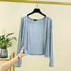Nuevo cárdigan fino de manga larga para mujer primavera-verano, chaqueta estilo chal, abrigo de algodón modal con protección solar, camisa ajustada para aire acondicionado
