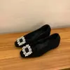 Mocasines de invierno cálidos para mujer, forrados de polar, de punta poco profunda, suela suave, punta cuadrada, adornados con pedrería y tacón oculto