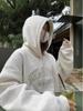Sudadera con capucha estilo coreano a la moda retro con estampado de letras para mujer 2025 otoño nueva casual versátil estilo holgazán top