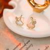 Aretes de concha madre natural de alto lujo con pin de plata S925, aretes de moda de lujo ligero, sensación de alta gama, aretes de temperamento estilo ins para mujer