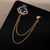 Moda Europeia e Americana Coroa Corrente Masculina Broche Acessório de Terno Personalidade Casaco de Noite Franja Emblema Atacado