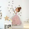 Brup Vestido Rosa de Princesa Niña Pequeña Pegatina de Pared Habitación de Niña Corazón Pétalos Pegatina Decorativa Soñadora Br4900E