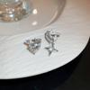 Brincos de temperamento de clipe de osso de orelha sem orelha de zircônia assimétrica Awn estrela Moonstone estilo frio simples atacado para mulheres