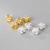 Plata Pura 999 Plata Dura 3D Galvanizada Oro de 18K Cuentas Espaciadoras de Flores Hechas a Mano DIY Pulsera Material de Cuerda Trenzada Cuentas Sueltas Q0597
