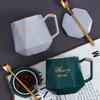 Taza de cerámica creativa Diamond nueva con tapa cuchara taza de café de alta calidad del norte de Europa regalo de lujo ligero taza clásica