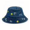 Sombrero de pescador de mezclilla de diseño de nicho europeo y americano para mujer, sombrero de pescador bordado primavera/verano 2026, sombrero para viajes al aire libre que hace que la cara se vea más pequeña