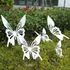 Escultura de Borboleta Oca de Aço Inoxidável para Exterior Paisagismo de Jardim Parque Escritório de Vendas Arte em Ferro Ornamento de Inseto Luminoso Simulado