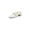 Mocasines cerrados de cuero genuino para mujer, nuevo estilo de verano 2026, tacón grueso, sandalias de malla transpirable de tacón medio