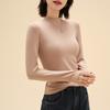 Camisa Básica de Algodão Modal de Alta Qualidade, Novo Estilo, Gola Alta Pequena para Mulheres, Camiseta de Manga Longa para Inverno, Camada de Base