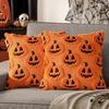Funda de Almohada Decorativa de Calabaza de Otoño para Halloween Bordado 3D Felpa Suave Funda de Almohada Funda para Cojín de Sofá