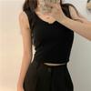 Camisola de algodón de copa fija estilo coreano con almohadilla para el pecho, pecho envuelto, sin mangas, prenda exterior corta, top interior de tubo para mujer