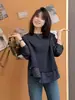 Camisa de Manga Larga con Cuello Redondo y Bloques de Color, Falsa de Dos Piezas, para Mujer, Nuevo Diseño Holgado Casual de Principios de Primavera 2026