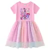 Vestido de Princesa Infantil Estilo Coreano com Estrelas Arco-Íris, Saia Tutu de Tule, Vestido Versátil de Manga Curta e Manga Longa para Meninas