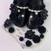 Charms para sapato Croc DIY corrente de pulseira de flor de pérola tridimensional flor de sapato estilo balé removível acessório de sapato decoração