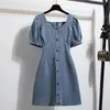 Foto Real de Vestido Jeans Feminino Plus Size, Design de Verão, Estilo Único, Valoriza Mulheres Curvilíneas, Disfarça a Barriga, Vestido Camisa Emagrecedor