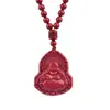 Cinto Masculino Areia Dourada Roxo Cinábrio Pingente de Bodhisattva Guanyin Boca Sorridente de Buda Maitreya Corrente de 108 Contas Baixo Teor
