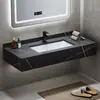 Lavabo de Roca Suspendido Encimera de Placa de Mármol Gabinete de Baño de Mármol Estación de Lavado Integrada Lavabo Combinación de Lavabo y Tina