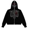 Diablo Engraçado Halloween Surpresa Nicho Personalidade AliExpress Cross-border Caveira Smiley Strass Zíper Hoodie