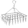 Tendedero de Ropa de Acero Inoxidable 304 con Múltiples Pinzas, Pinzas para Ropa a Prueba de Viento Extra Gruesas, Percha Multifuncional para Secar Ropa Interior y Calcetines
