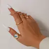 Conjunto de Anillos Minimalista Versátil Estilo Genial Cara Sonriente Mariposa Yin-Yang Anillos Articulados Geométricos con Tachuelas de Diamante Esmalte Hueco para Mujeres