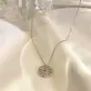 Collar de corazón con microincrustaciones de diamantes completos, trébol de cuatro hojas de corazón a corazón, cadena para la clavícula de moda para mujer, cadena para el cuello creativa plegable de amor de dos usos