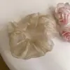 Goma para el pelo de gasa de perlas color champán estilo francés, ligera y semitransparente, versátil para el trabajo y citas, un accesorio para el cabello versátil para mujeres