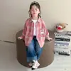 Camisas Infantis de Desenho Primavera e Outono 2025 Novas Camisas Estilo Bebê Menina Jaquetas Xadrez para Meninas