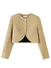 Marca Z Comercio Exterior Transfronterizo Stock Listo Ropa de Mujer Temporada Primavera 2026 Chaqueta Corta con Hombreras y Diseño de Hilo Metálico