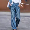 Jeans Retro 2024 para Mujer Transfronterizos Cintura Adelgazante Pierna Ancha Holgados de Largo Completo Pantalones de Mezclilla