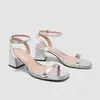 Sandalias de Verano con Tacón Grueso y Punta Cuadrada Abiertas Transfronterizas Europeas y Americanas de Comercio Exterior Tallas Grandes para Mujer, Tacones Altos Elegantes Versátiles de Una Sola Tira