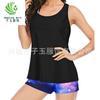 Comercio Exterior Nuevo Bikini Sexy Dividido Europeo y Americano Traje de Baño para Mujer Amazon Set de Traje de Baño Deportivo Conservador de Tres Piezas