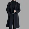 Gabardina Diseñada para Hombre, Gabardina Casual, Abrigo Holgado de Longitud Media Estilo Coreano por Encima de la Rodilla, Ropa de Abrigo de Lana Juvenil para Otoño e Invierno