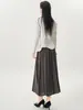 Tricô de Caxemira Feminino Novo Estilo de Inverno Gola Alta Meia Tricô Base com Tricô Plissado Assimétrico Top de Cor Pura