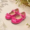Sapatos Mary Jane Femininos com Laço, Sapatos Infantis para Festa de Florista e Performance, Velcro Solado Macio Antiderrapante Sapatilhas Princesa