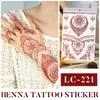 Nuevas Pegatinas de Tatuaje de Encaje de Henna Roja Transfronterizas con un Toque de Lujo, Pegatinas de Tatuaje Temporales Realistas para el Dorso de la Mano, Estilo Indio, En Stock