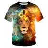 Ventas Directas de Fábrica Camiseta de Moda Estampada para Hombre León Tigre Impresión Digital 3D Top de Manga Corta