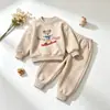 Conjunto de moletom infantil de desenho animado com cachorrinho de esqui para o início do outono, conjunto de duas peças com calça de moletom jogger de manga longa para meninos primavera e outono