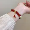 Pulsera de Ágata Roja y Perla Shi Jia para Mujer, Diseño de Nicho de Lujo Ligero, Hilo de Mano de Estilo Suave, Joyería para Mejor Amiga, Elástica Ajustable