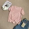 Camiseta de Veludo Texturizado de Alta Qualidade, Manga Curta, Cor Sólida, com Gola Redonda Estilosa, Caimento Ajustado, Ombro Regular, Top Versátil, Novo Estilo