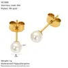 Pendientes de Acero de Titanio Acero Perla Zirconia Cuentas de Acero Transfronterizos para Mujer Nicho Europeo y Americano Versátiles Lujo Ligero Pendientes de Gama Alta Venta al por Mayor