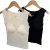 Chaleco Térmico Sexy de Encaje Francés con Cuello en V Otoño e Invierno Clásico Cómodo de Una Pieza de Terciopelo Grueso Top Base para Mujer 6521